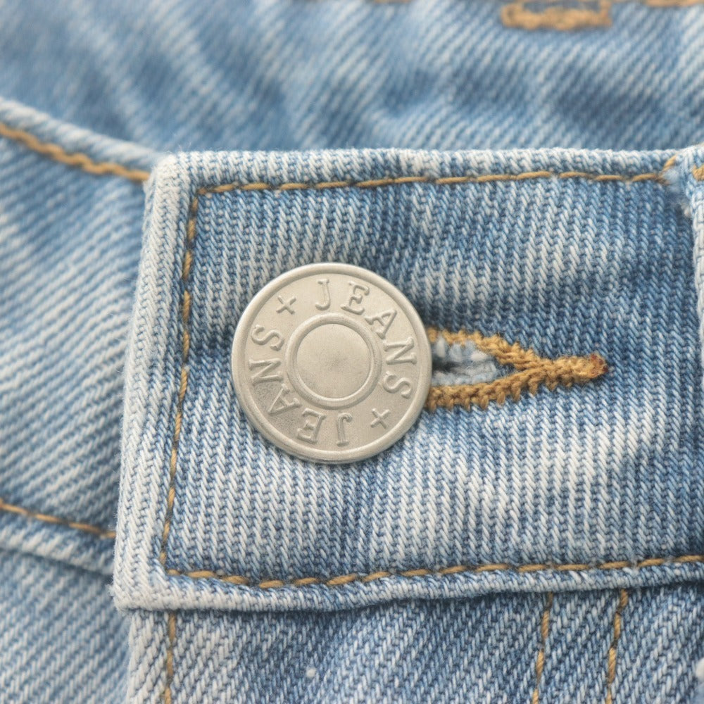 ■ GRL Semi-Flare Denim Pants Jeans Bottoms Wide Straight Washed Cotton Women's XS Light Blue