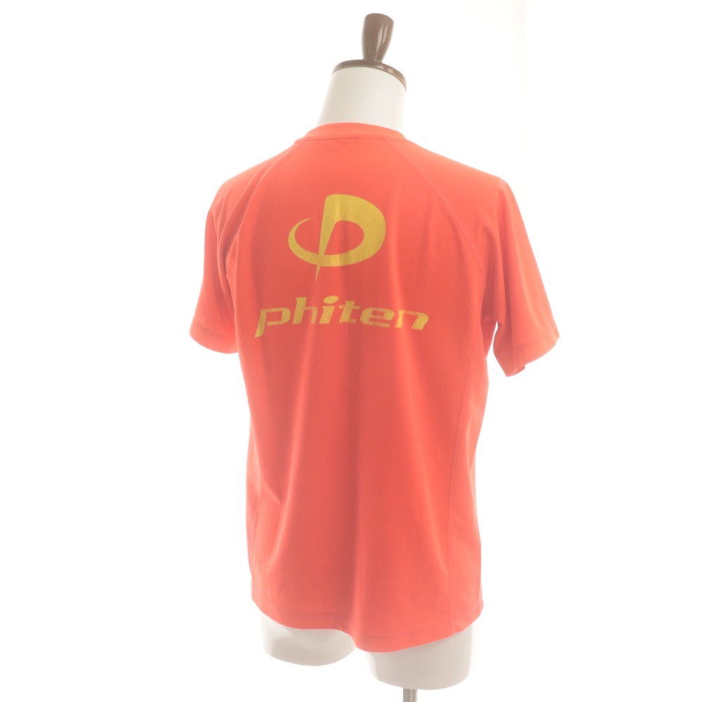 ■ Phiten Sports T-shirt Short Sleeve Top Logo Print Breathable, Quick-Drying Training Wear Men's L Red Orange