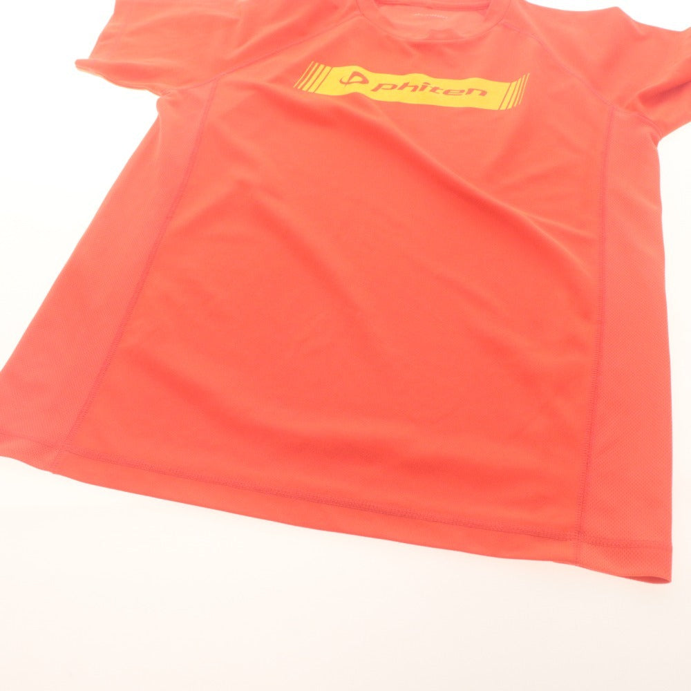 ■ Phiten Sports T-shirt Short Sleeve Top Logo Print Breathable, Quick-Drying Training Wear Men's L Red Orange