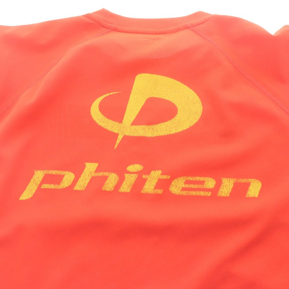 ■ Phiten Sports T-shirt Short Sleeve Top Logo Print Breathable, Quick-Drying Training Wear Men's L Red Orange