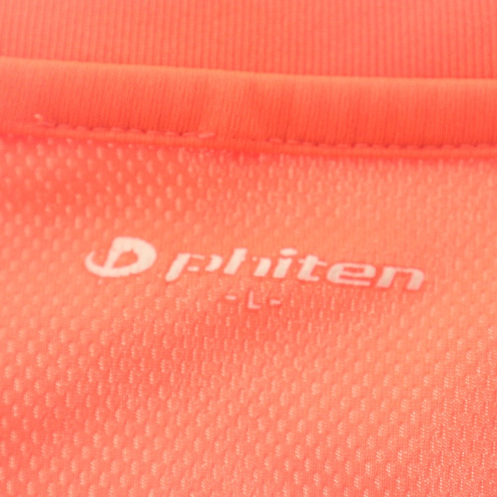 ■ Phiten Sports T-shirt Short Sleeve Top Logo Print Breathable, Quick-Drying Training Wear Men's L Red Orange