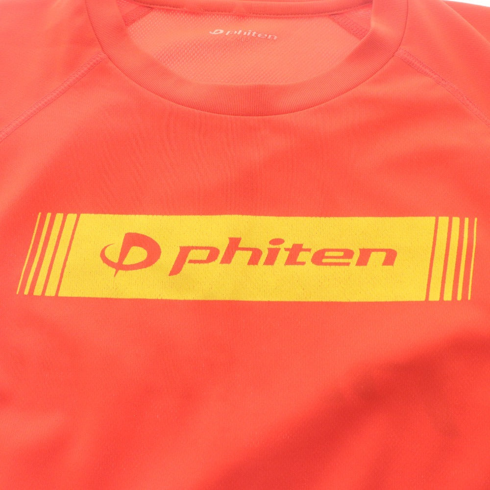 ■ Phiten Sports T-shirt Short Sleeve Top Logo Print Breathable, Quick-Drying Training Wear Men's L Red Orange