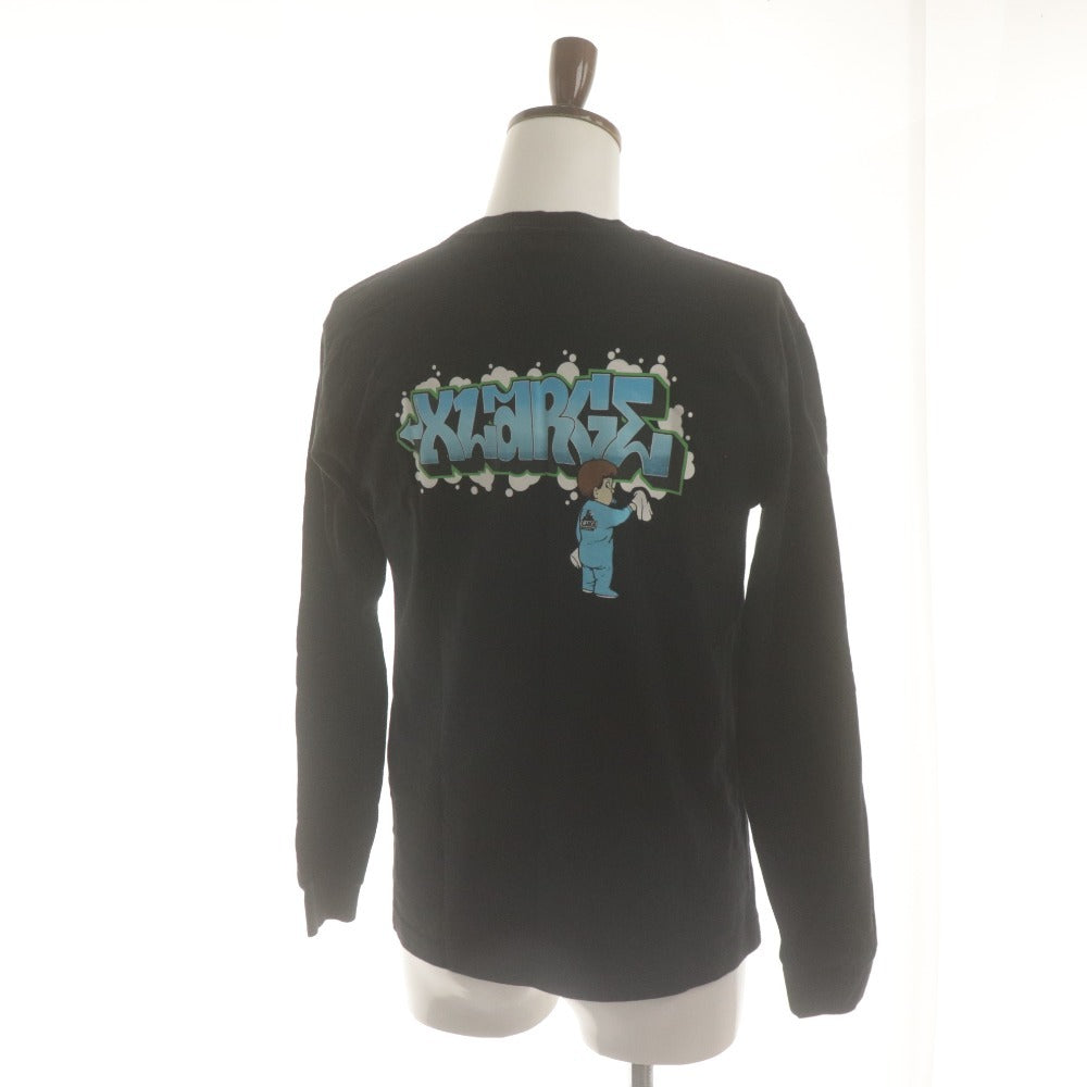■ XLARGE Long Sleeve T-Shirt Crew Neck Spray Can Logo Print Cotton Men's S Black