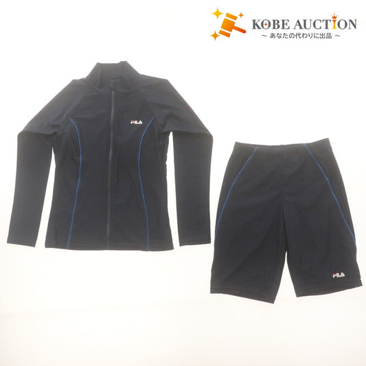 ■ FILA Junior Swimsuit Rash Guard Top and Bottom Set Jacket Half Pants Short Length M, 150 Navy