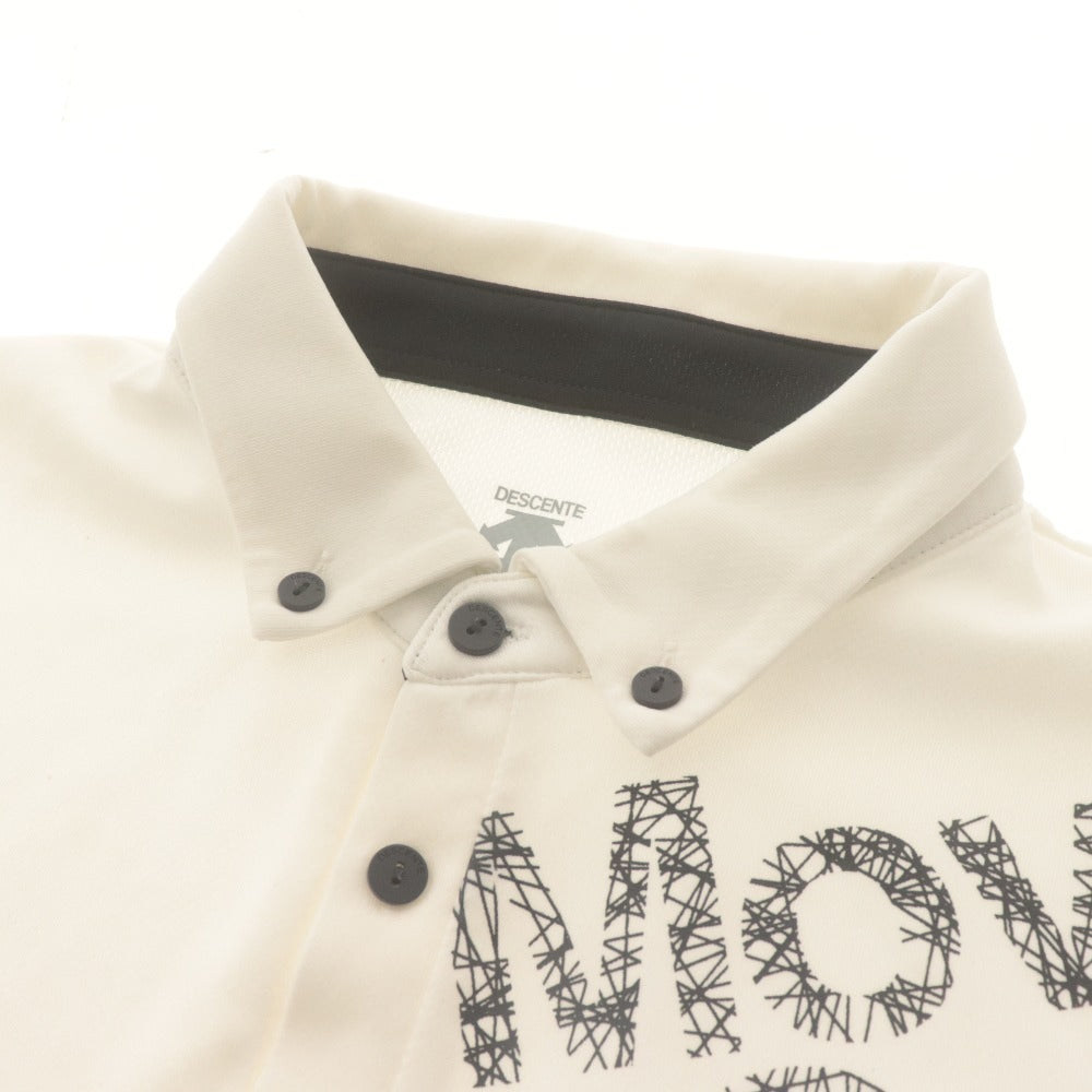 ■ DESCENTE Polo Shirt Short Sleeve Top MOVE SPORT Logo Training Sports Golf Wear Men's L White