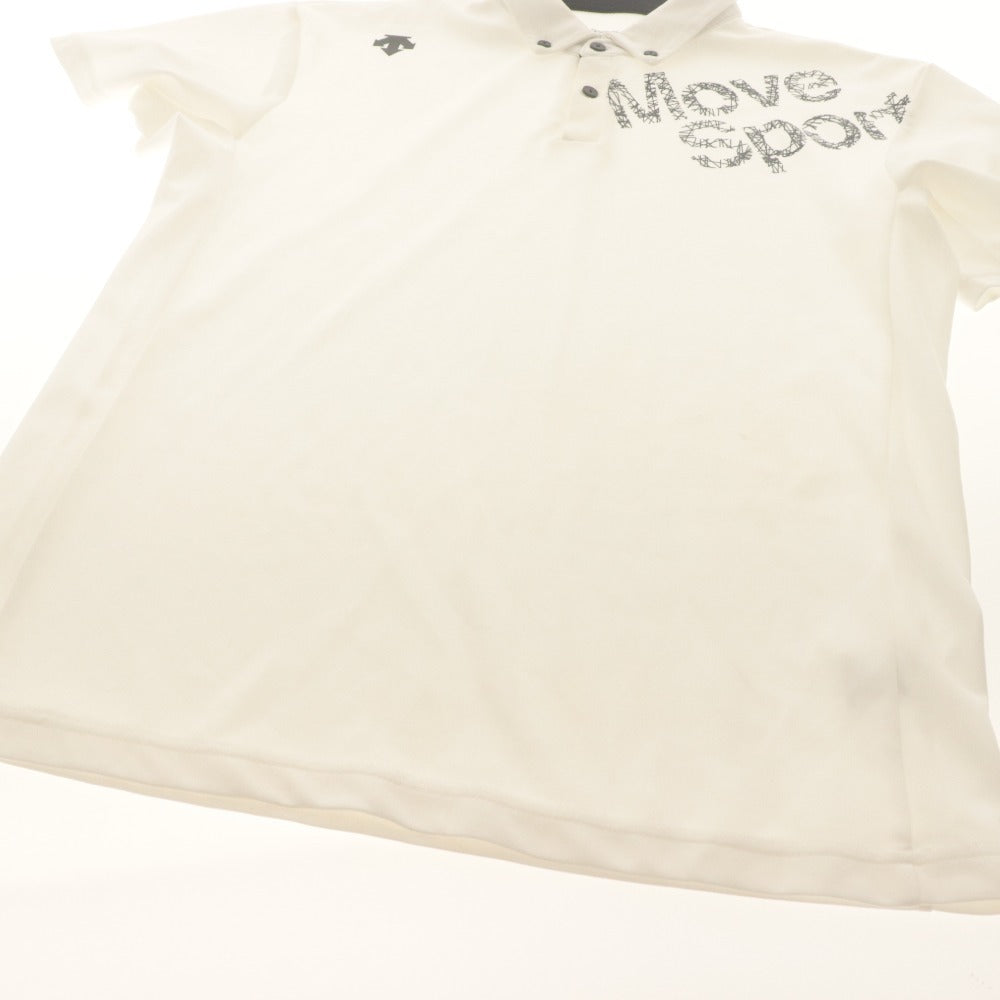 ■ DESCENTE Polo Shirt Short Sleeve Top MOVE SPORT Logo Training Sports Golf Wear Men's L White