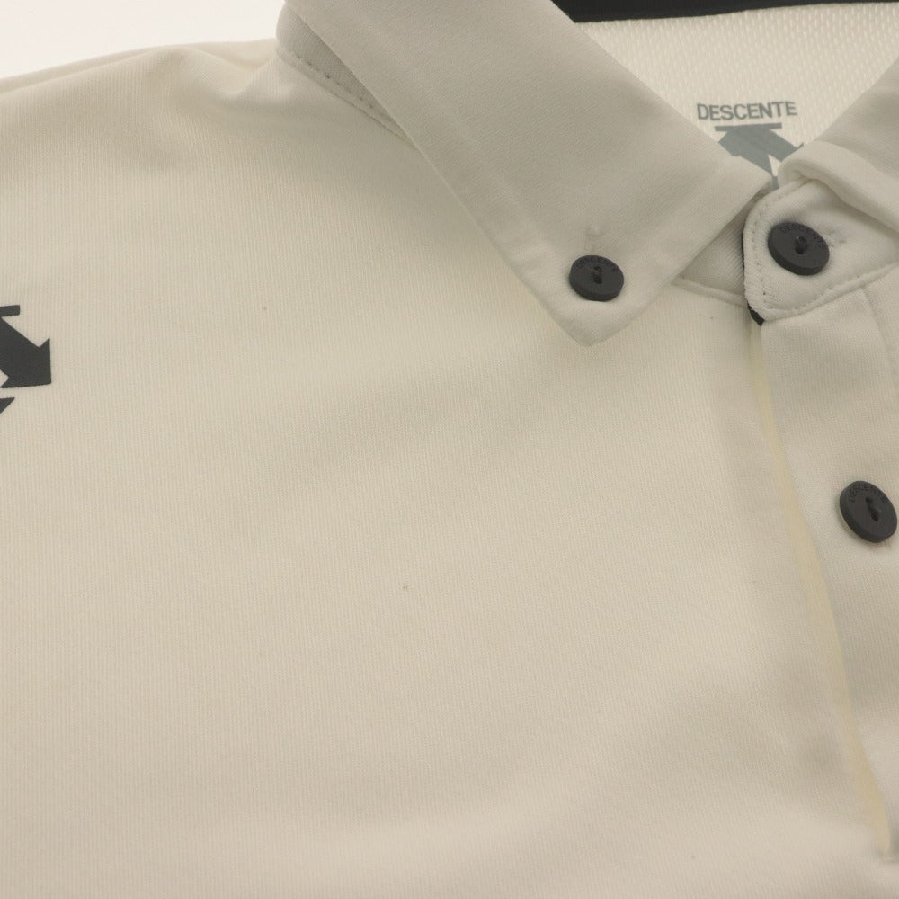 ■ DESCENTE Polo Shirt Short Sleeve Top MOVE SPORT Logo Training Sports Golf Wear Men's L White