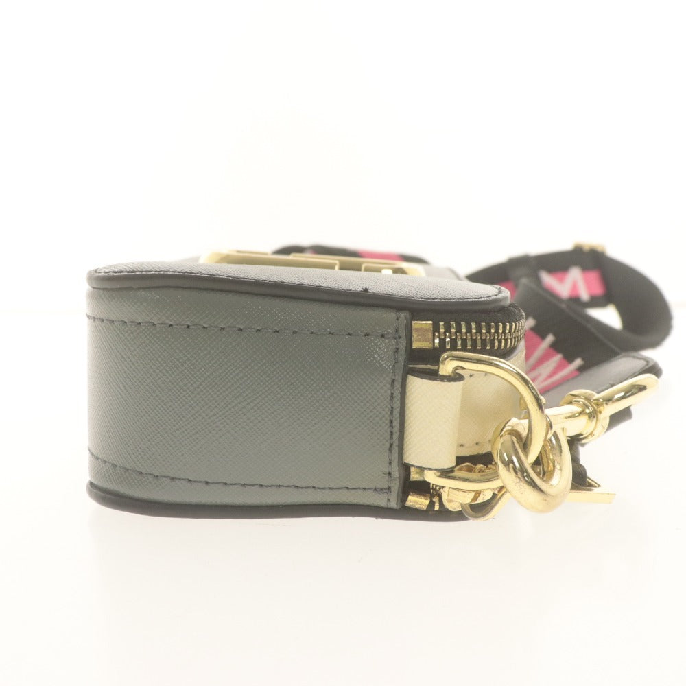 ■ MARC JACOBS マークジェイコブス ショルダーバッグ 鞄 スナップショット レザー レディース ブラック ホワイト ピンク
