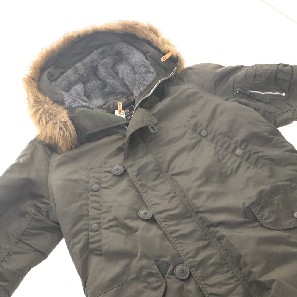 ■ ALPHA INDUSTRIES アルファインダストリーズ フライトジャケット アウター ファスナー ポケット フード メンズ M カーキグレー系
