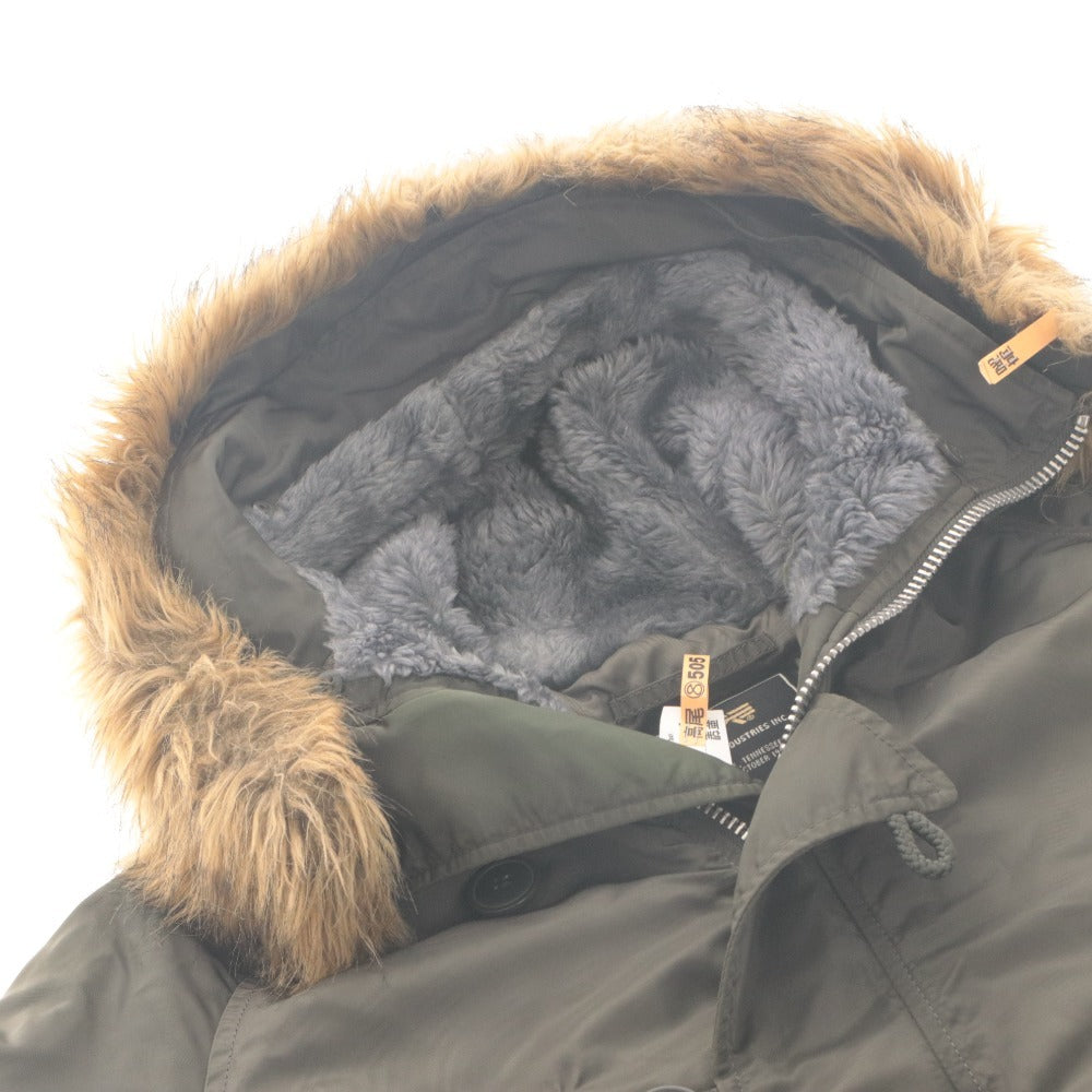 ■ ALPHA INDUSTRIES アルファインダストリーズ フライトジャケット アウター ファスナー ポケット フード メンズ M カーキグレー系