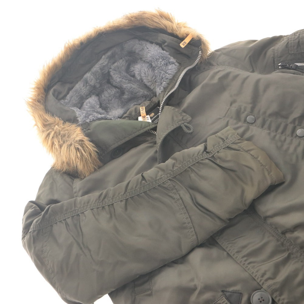 ■ ALPHA INDUSTRIES アルファインダストリーズ フライトジャケット アウター ファスナー ポケット フード メンズ M カーキグレー系