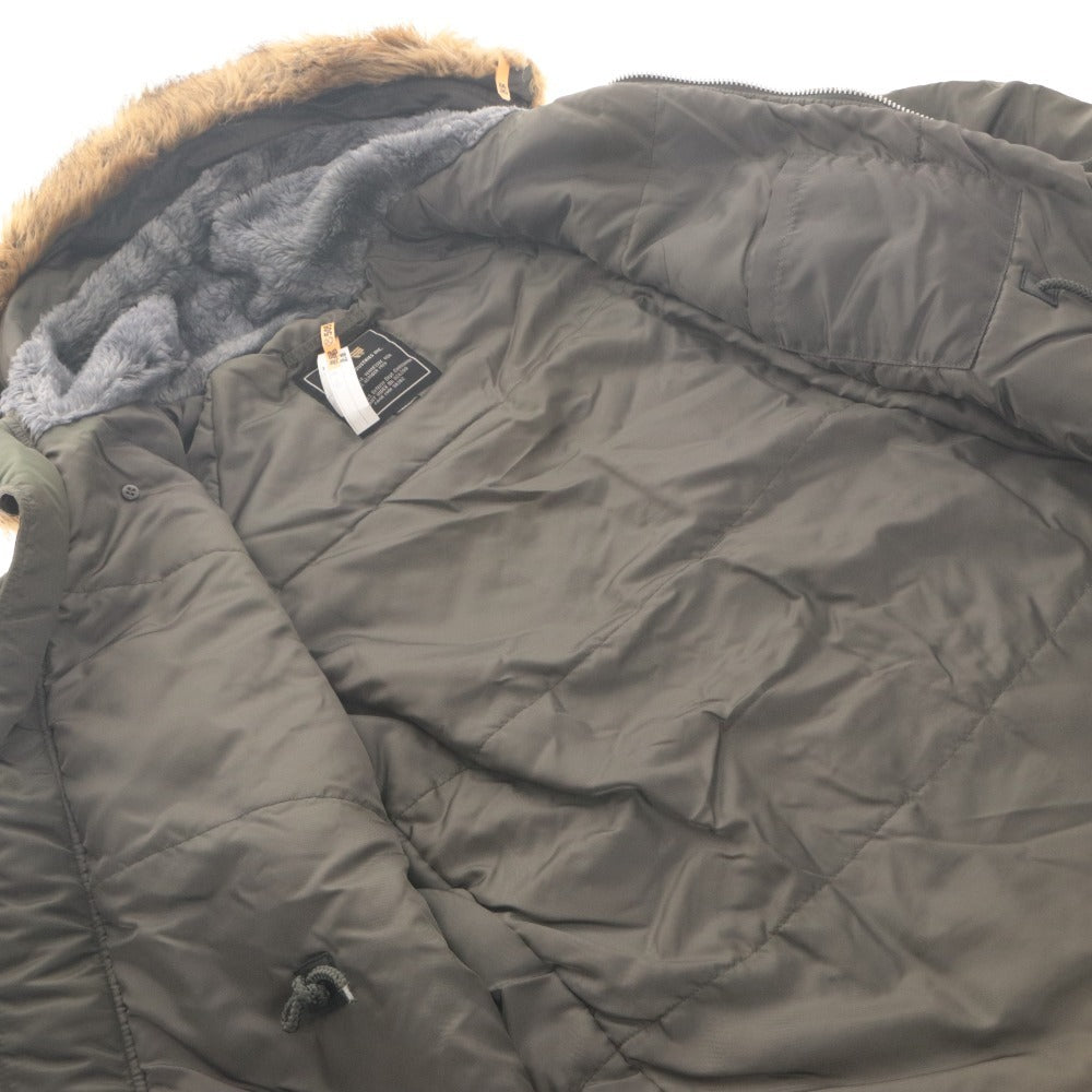 ■ ALPHA INDUSTRIES アルファインダストリーズ フライトジャケット アウター ファスナー ポケット フード メンズ M カーキグレー系