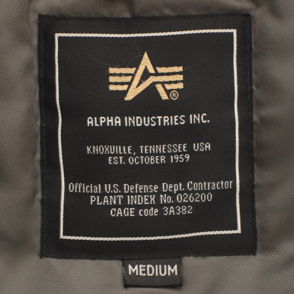 ■ ALPHA INDUSTRIES アルファインダストリーズ フライトジャケット アウター ファスナー ポケット フード メンズ M カーキグレー系