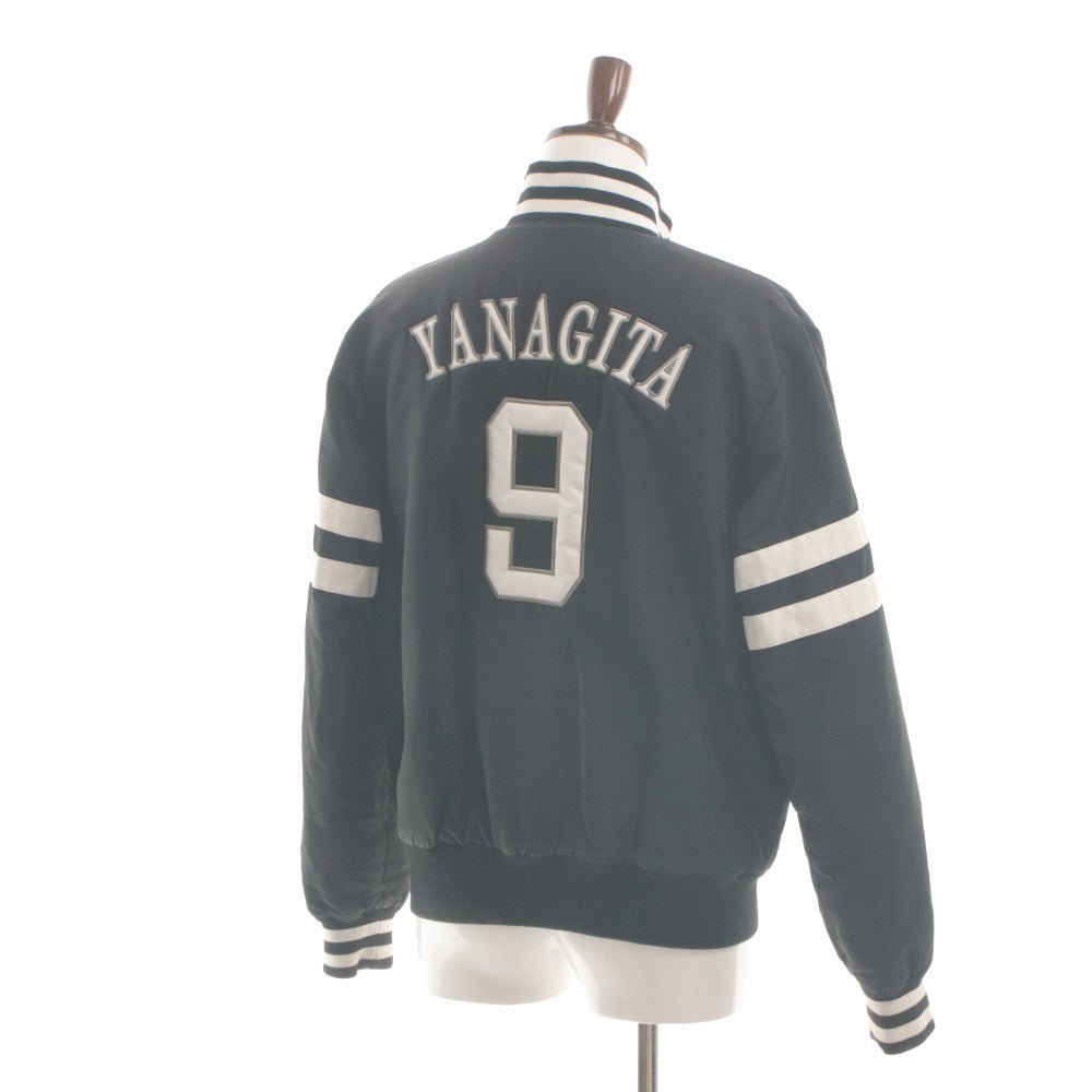 ■ 福岡ソフトバンクホークス グランドコート ジャケット アウター ファスナー ポケット YANAGITA 9 メンズ レディース M ブラック