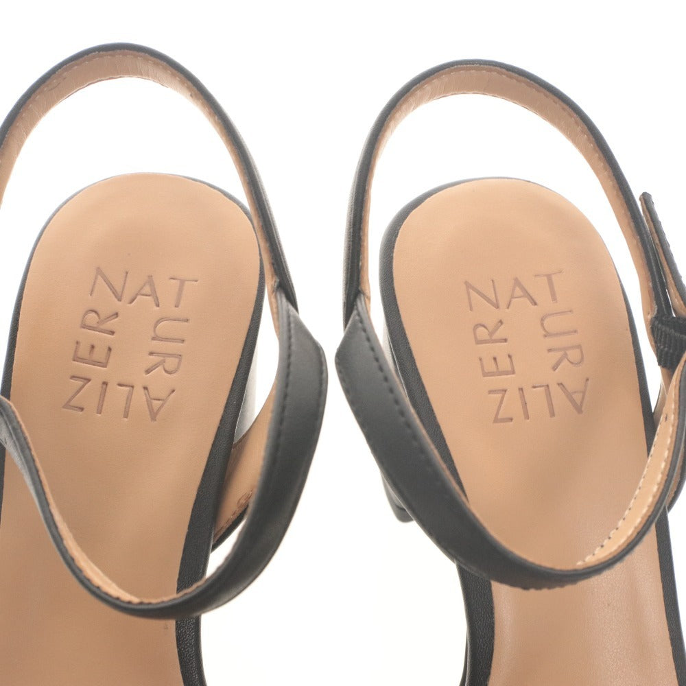 ■ Naturalizer ウェーブ・パンプス チャンキーハイヒール 靴 スクエアトゥ ストラップ レディース 22.5cm ブラウン系 黒 タグ付き 未使用