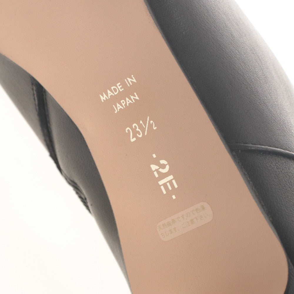■ MELMO メルモ レザーショートブーツ ヒール 革靴 7840 Vカット ファスナー 日本製 レディース 23.5cm 黒 ブラック 箱,タグ付き 未使用