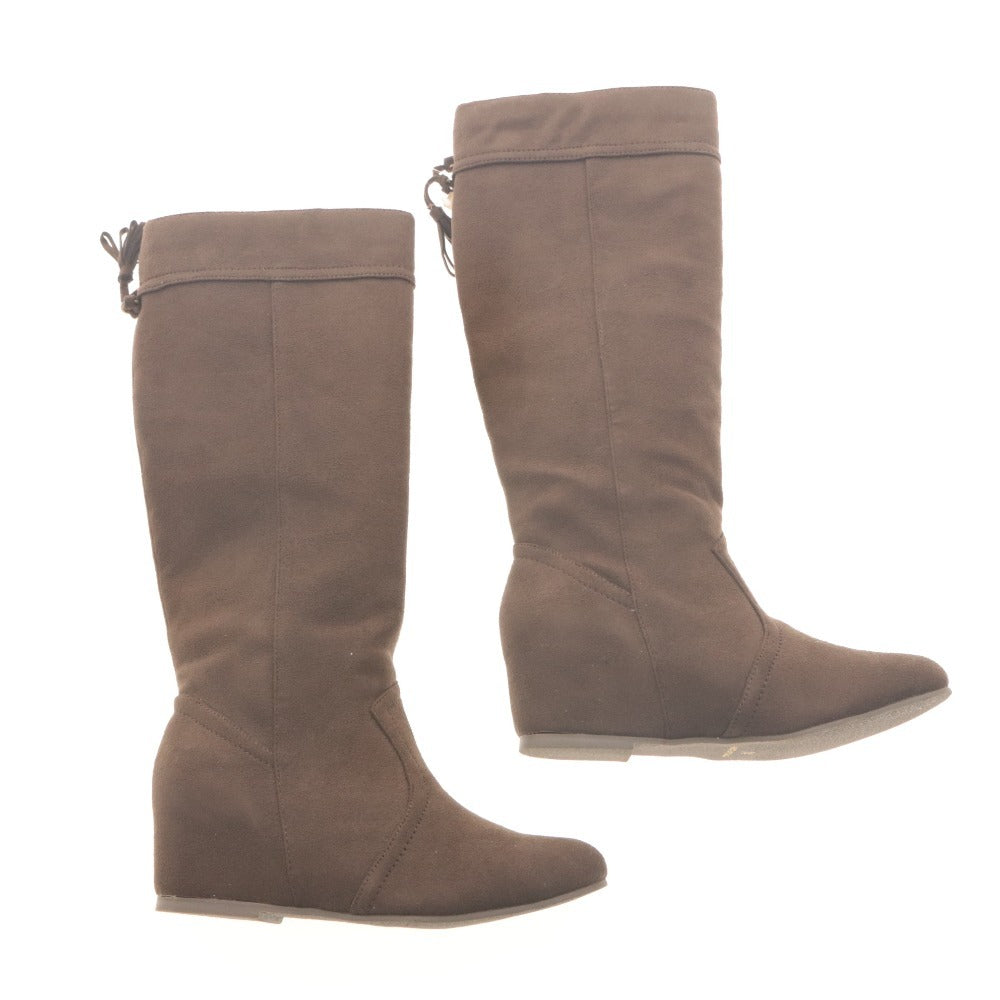 ■ Franco Sarto フランコサルト ロングブーツ 革靴 スエード調 インヒール タッセル付き レディース M/22.5cm ブラウン 箱付き 未使用