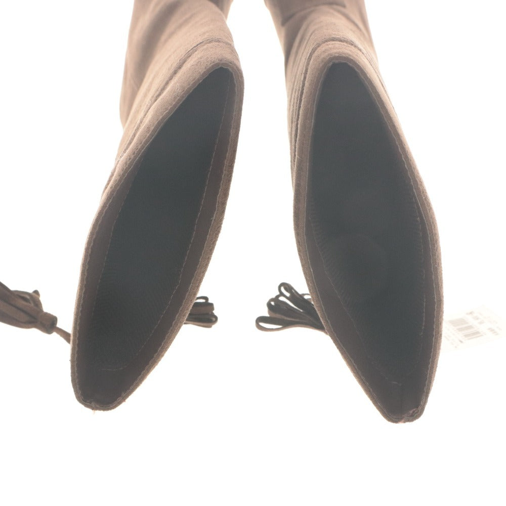 ■ Franco Sarto フランコサルト ロングブーツ 革靴 スエード調 インヒール タッセル付き レディース M/22.5cm ブラウン 箱付き 未使用