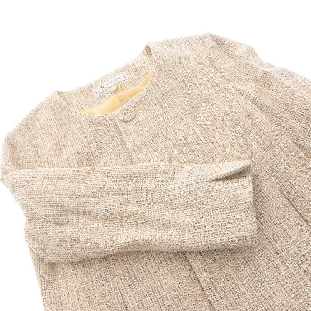 ■ ROPE PICNIC プルオーバー ノーカラージャケット 長袖 トップス アウター モノトーン ツイード レディース 40 (L相当) タグ付き 未使用