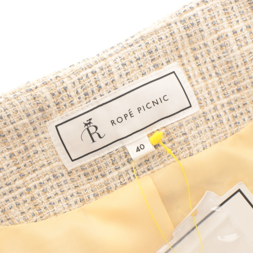 ■ ROPE PICNIC プルオーバー ノーカラージャケット 長袖 トップス アウター モノトーン ツイード レディース 40 (L相当) タグ付き 未使用