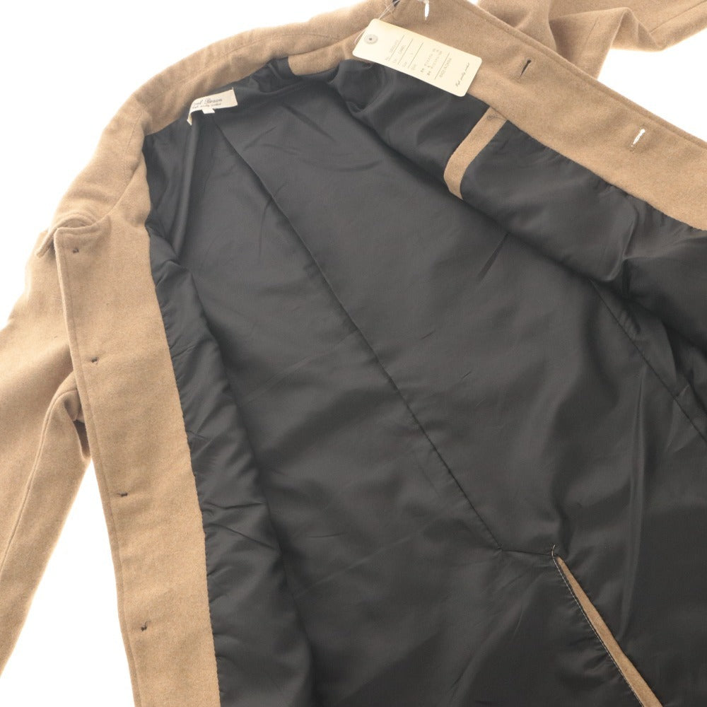 ■ steel brown シングルコート ショート丈 長袖 アウター ステンカラー ボタン レディース メンズ L キャメル色 タグ付き 未使用