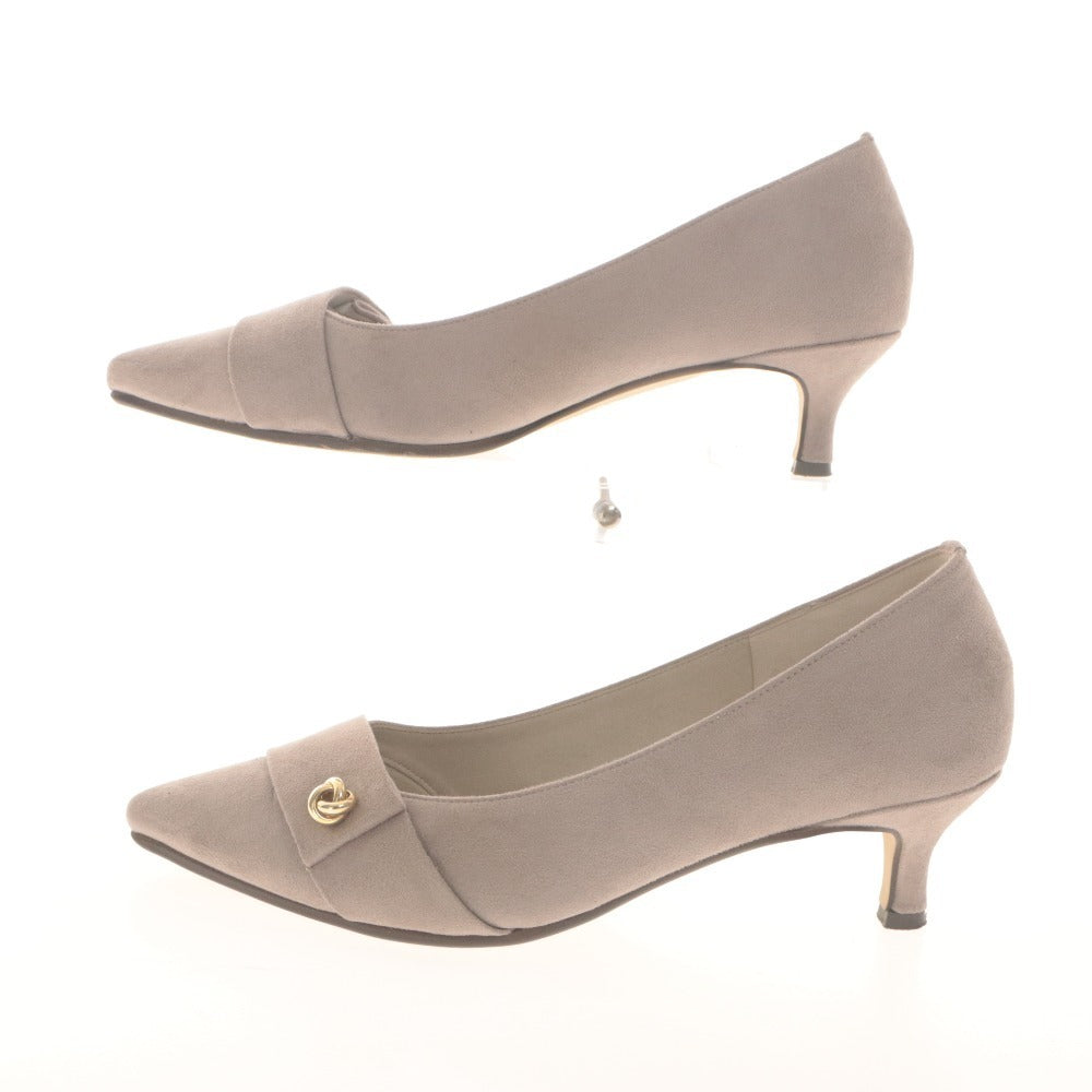 ■ LE TALON ルタロン パンプス ヒール 靴 POINTED KNOT PARTS PUMPS 日本製 レディース 24cm パープルベージュ系 箱付き