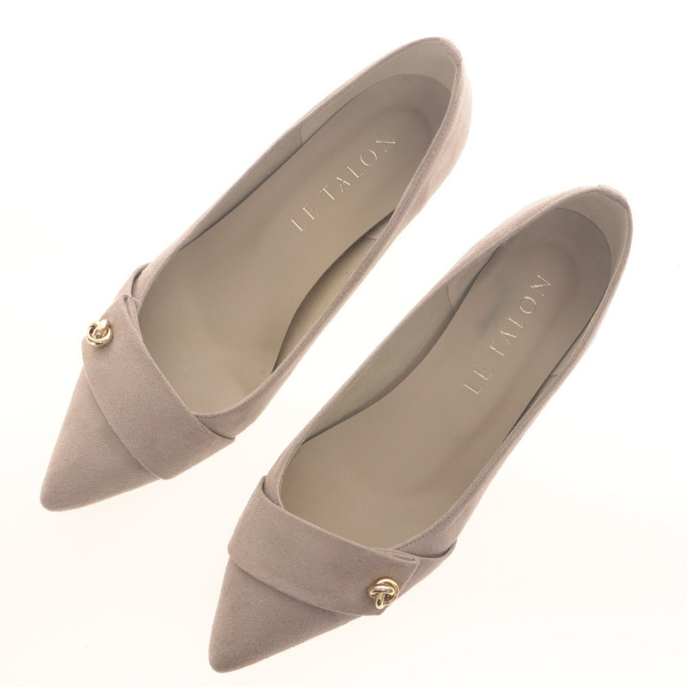 ■ LE TALON ルタロン パンプス ヒール 靴 POINTED KNOT PARTS PUMPS 日本製 レディース 24cm パープルベージュ系 箱付き