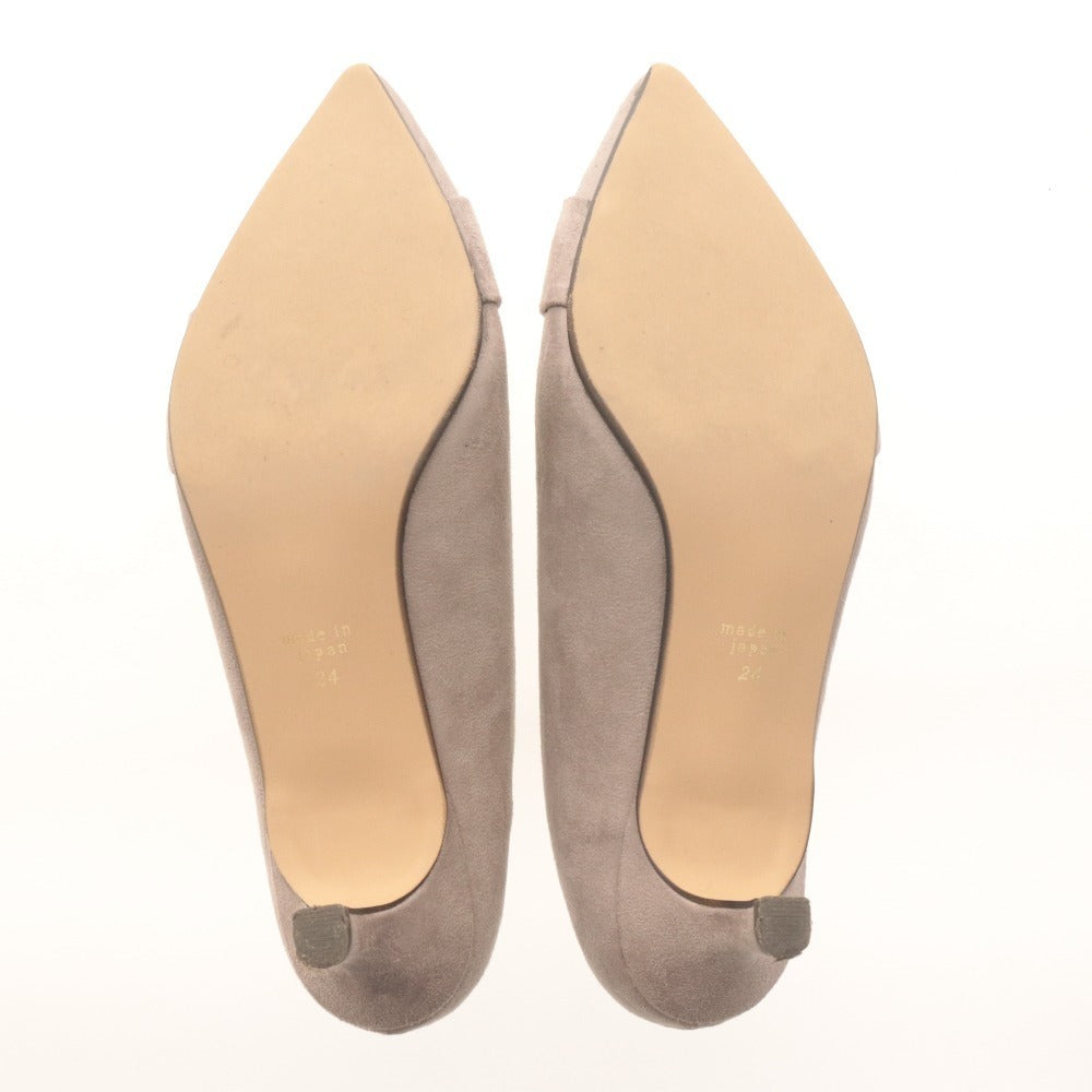 ■ LE TALON ルタロン パンプス ヒール 靴 POINTED KNOT PARTS PUMPS 日本製 レディース 24cm パープルベージュ系 箱付き