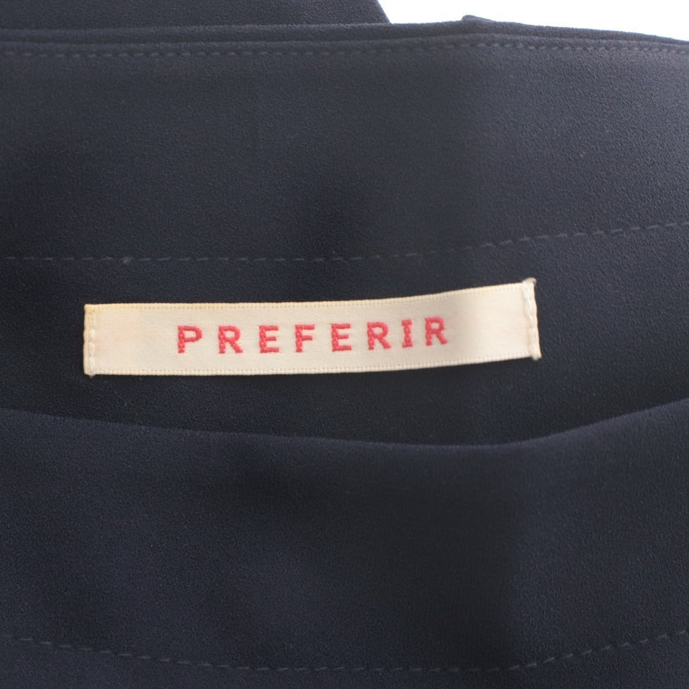 ■ PREFERIR プレフェリール サックワンピース チュニック 半袖 トップス 袖口リボン レディース M ネイビー