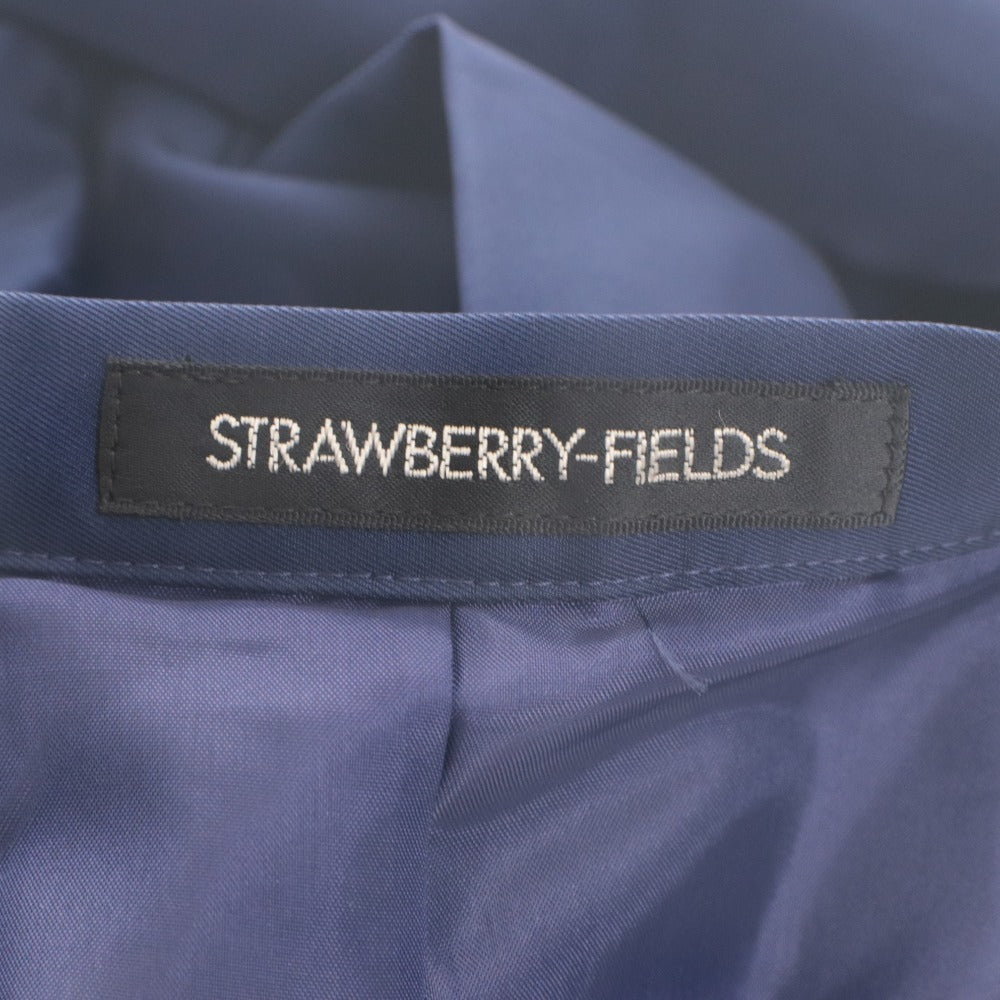 ■ STRAWBERRY-FIELDS フレアティアードスカート ひざ丈 ボトムス タック Aライン 日本製 レディース 実寸M相当 ネイビー系 未使用