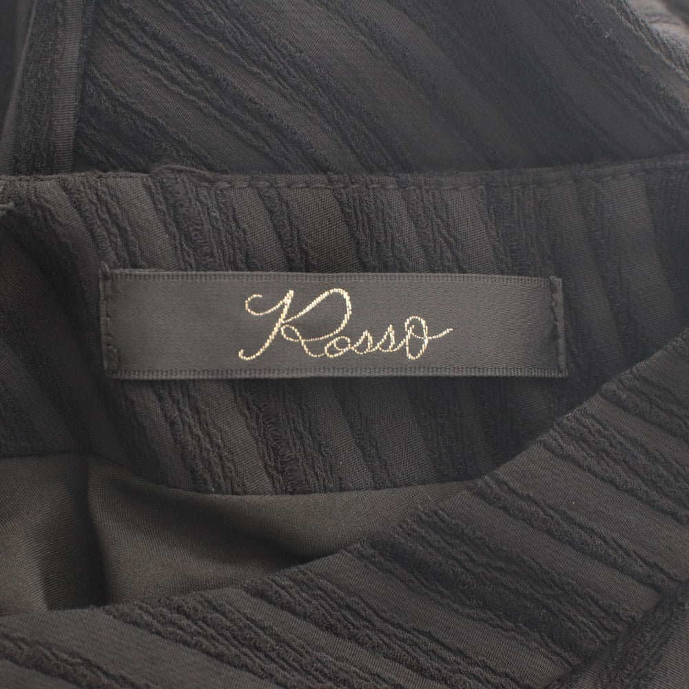■ URBAN RESEARCH ROSSO セミフレアワンピース ドレス ロング 長袖 トップス ストライプ Vネック レディース フリー 黒 グレー系 未使用