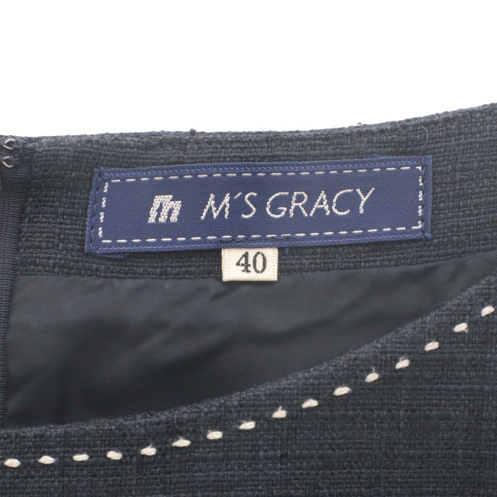 ■ M'S GRACY アンサンブル スーツ セットアップ ワンピース 半袖タック テーラードジャケット 長袖 レディース 40 ネイビー 未使用