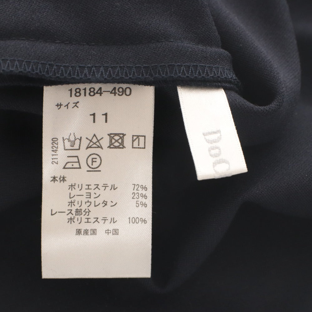 ■ DoCLASSE フレアワンピース オケージョンドレス ロング丈 長袖 トップス レース ベルト付き レディース 11(L相当) ダークネイビー