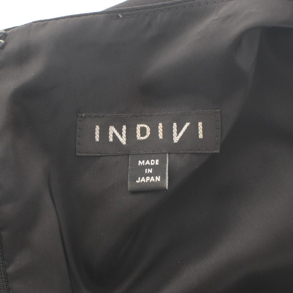 ■ INDIVI インディヴィ ワンピース ひざ丈 ノースリーブ トップス フォーマルドレス 日本製 レディース 実寸 黒 ブラック 未使用