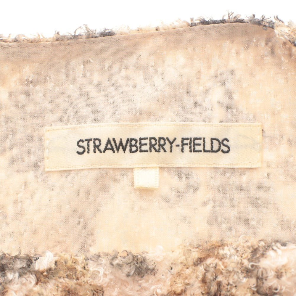 ■ STRAWBERRY FIELDS ワンピース ノースリーブ ひざ丈 トップス フラワージャガード ゴブラン織り風 レディース 実寸相当 ベージュ系 等