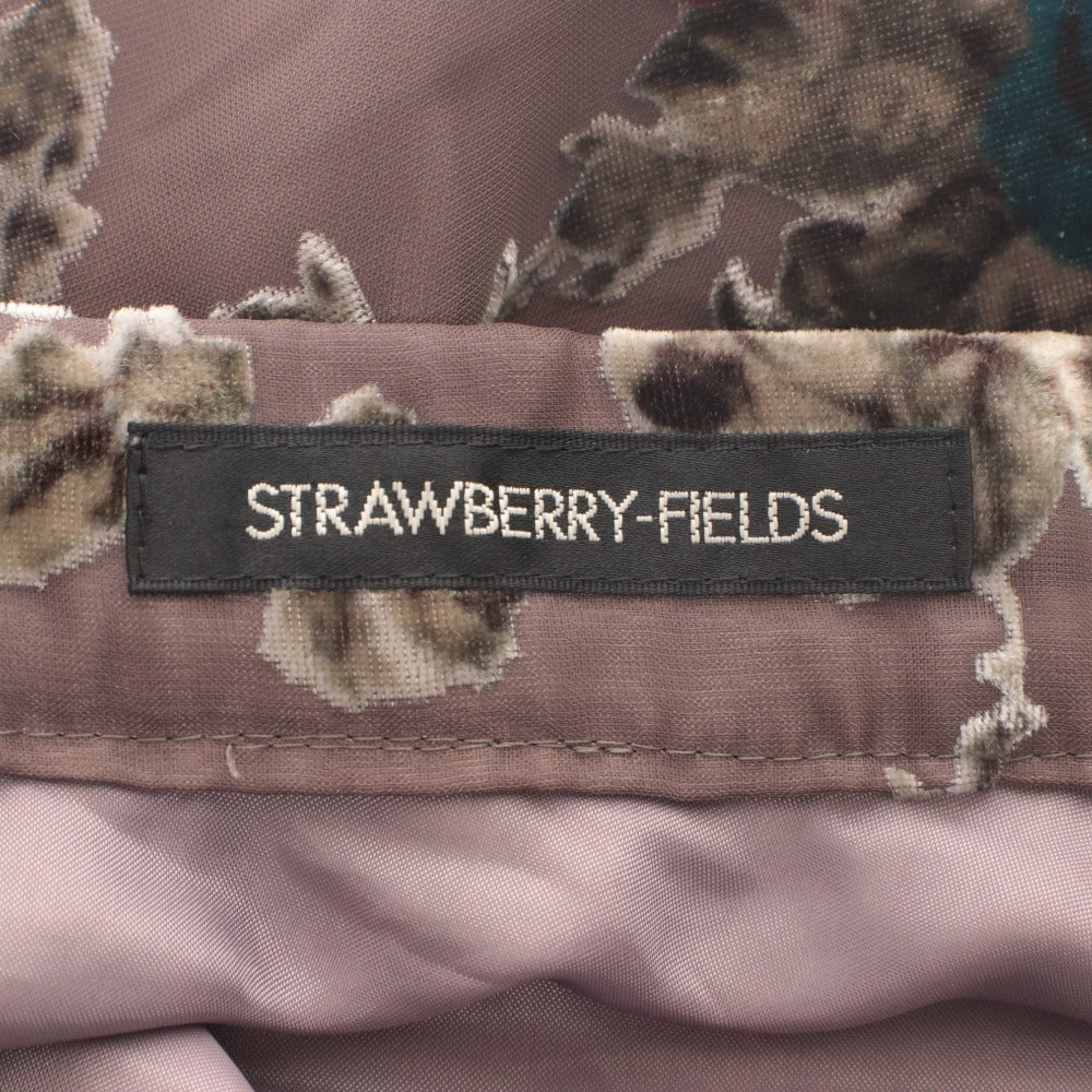 ■ STRAWBERRY-FIELDS フレアスカート ひざ丈 ボトムス 花柄 プリント 日本製 レディース (実寸M相当) ベージュ系 ブルー レッド 等