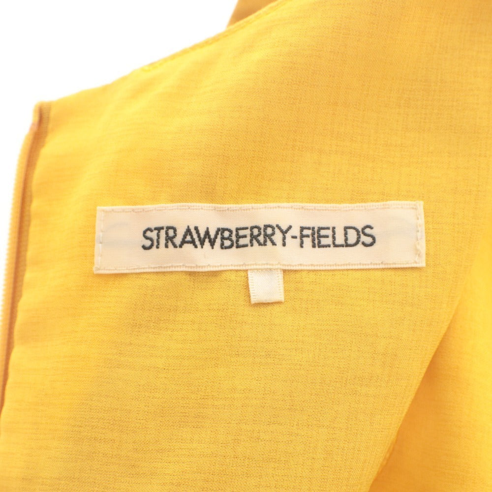 ■ STRAWBERRY-FIELDS フレアワンピース ドレス ノースリーブ ロング丈 トップス Aライン レディース 実寸M相当 やまぶき色 (オレンジ系)