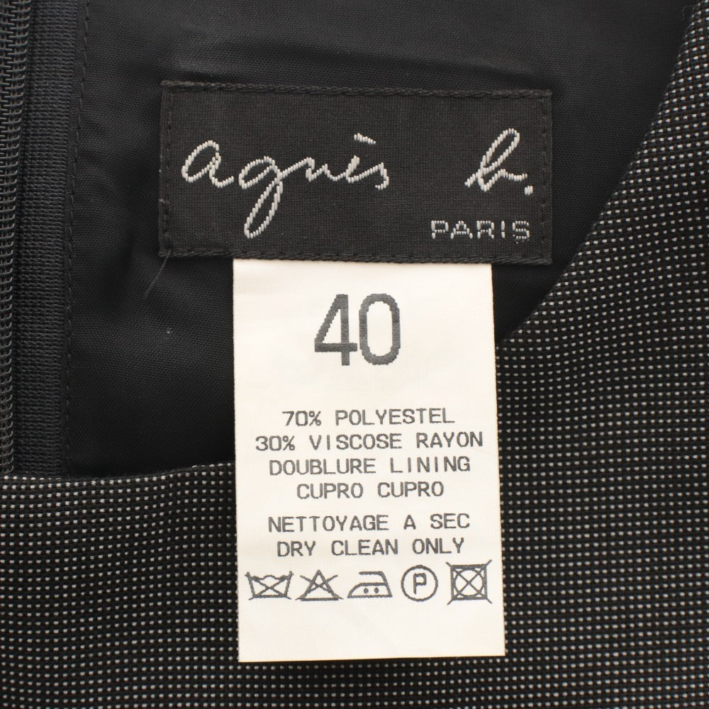 ■ agnes b. アニエスベー ワンピース ノースリーブ ひざ丈 トップス ポケット リボン紐ベルト付き ドット柄 レディース 11(L相当) グレー