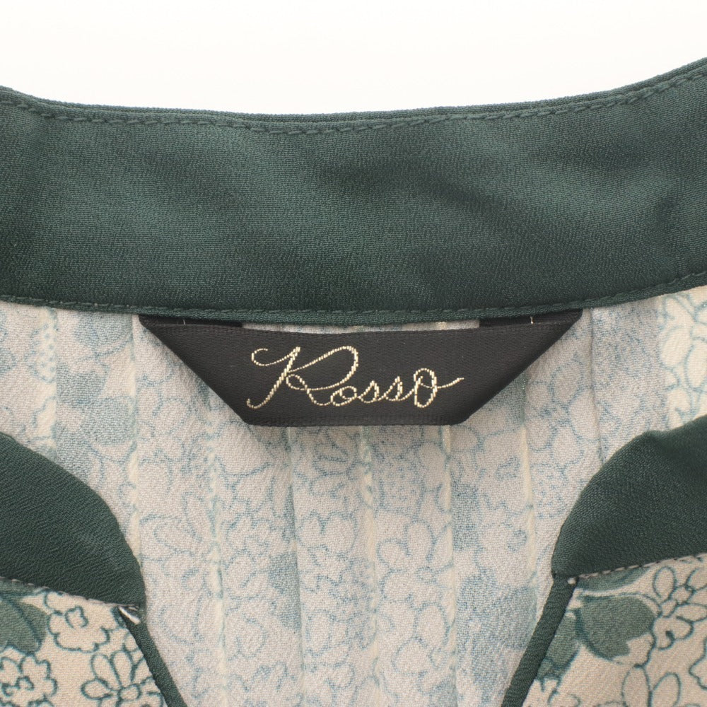 ■ URBAN RESEARCH ROSSO ワンピース ロング 長袖 トップス Vネック フラワー 花柄 ボタン レディース フリー ベージュ グリーン系 未使用