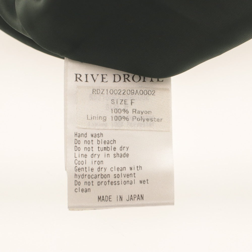■ RIVE DROITE リヴドロワ ギャザーワンピース ロング丈 長袖 トップス 幾何学風 総柄 レディース F(フリー) ダークグリーン系 未使用