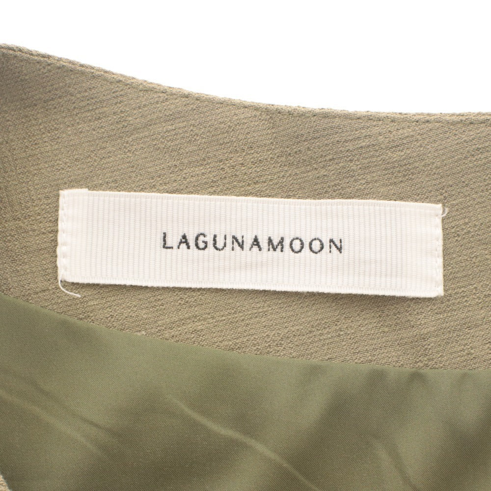 ■ LAGUNAMOON ロングワンピース バイカラーアシンメトリー 半袖 トップス ワンショルダー ベルト付き レディース F カーキ系