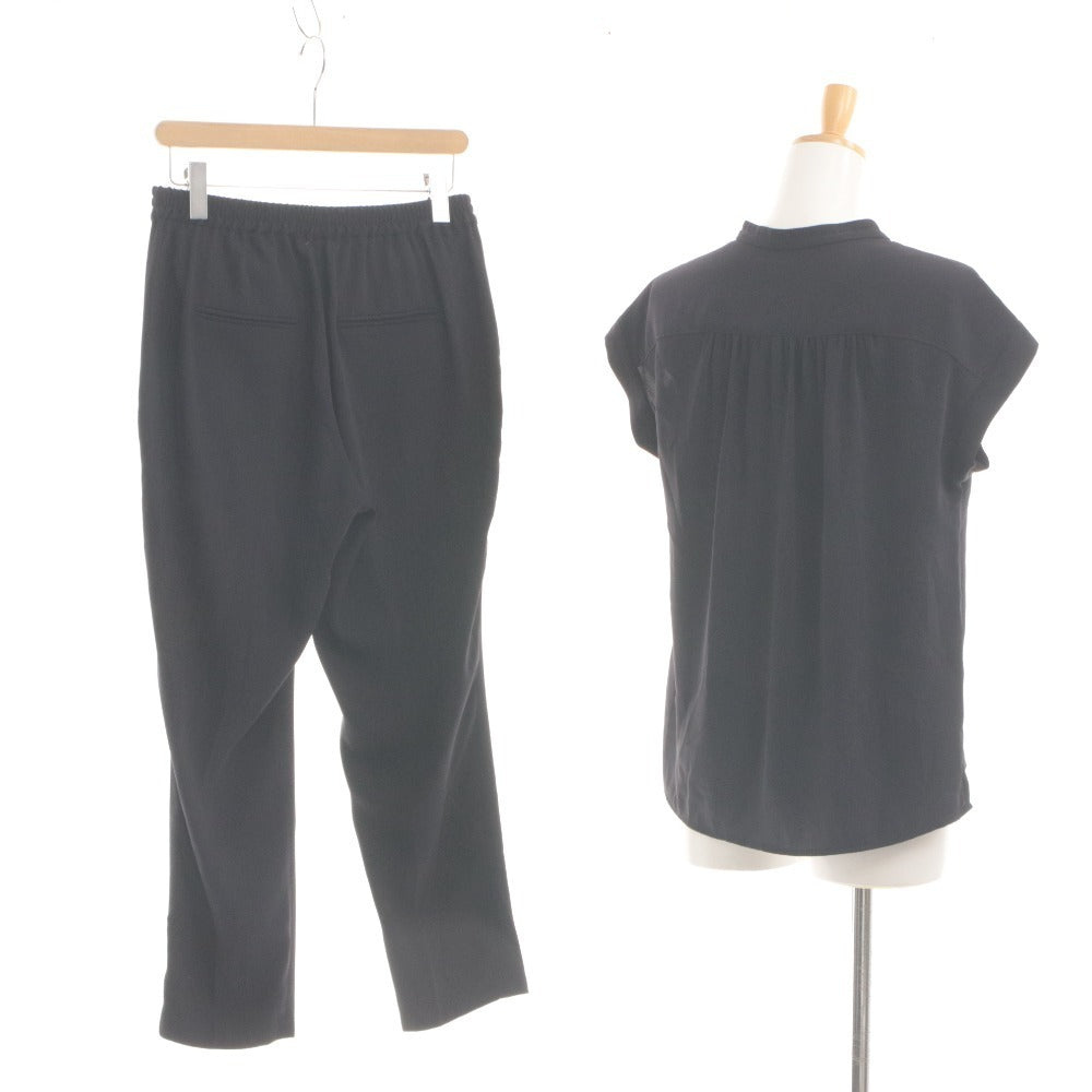 ■ SLOBE IENA ブラウス イージーパンツ セットアップ 半袖 トップス Vネック フレンチ袖 ボトムス レディース 40(L相当) ダークネイビー