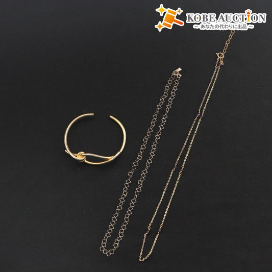 ■ BEAMS Accessories 3-Piece Set - Necklace, Bangle, Women's, Gold, Silver, Includes Items with Pouches