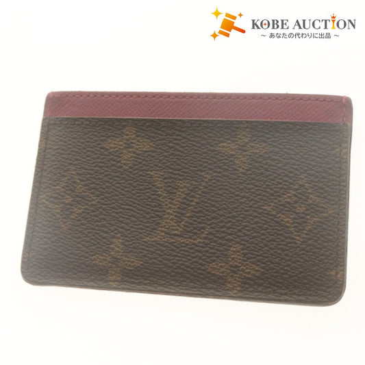 ■ LOUIS VUITTON Louis Vuitton Card Case Porte Cartes Simple Monogram Women's Brown Pink