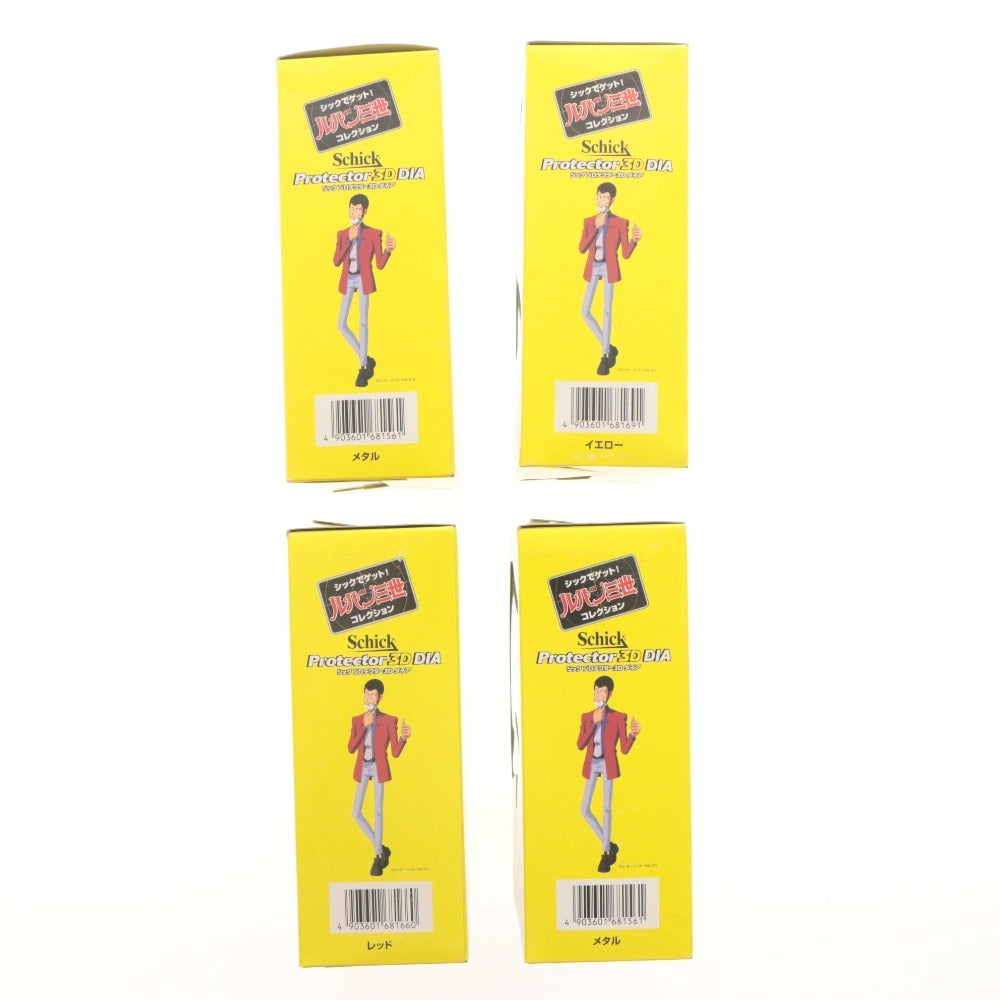■ Lupin III Chic Protector 3D Dia 4-piece Set Holder Stand with Figure Red/Yellow/Silver Unused