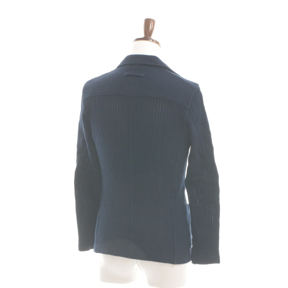 ■ TONELLO T-JACKET Knitted Long-Sleeve Double-Breasted Button Collar Casual Outerwear Made in Italy Men's S Navy