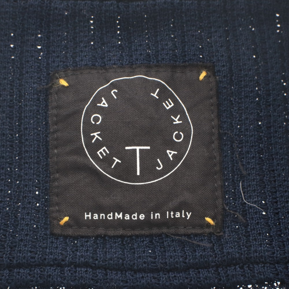 ■ TONELLO T-JACKET Knitted Long-Sleeve Double-Breasted Button Collar Casual Outerwear Made in Italy Men's S Navy