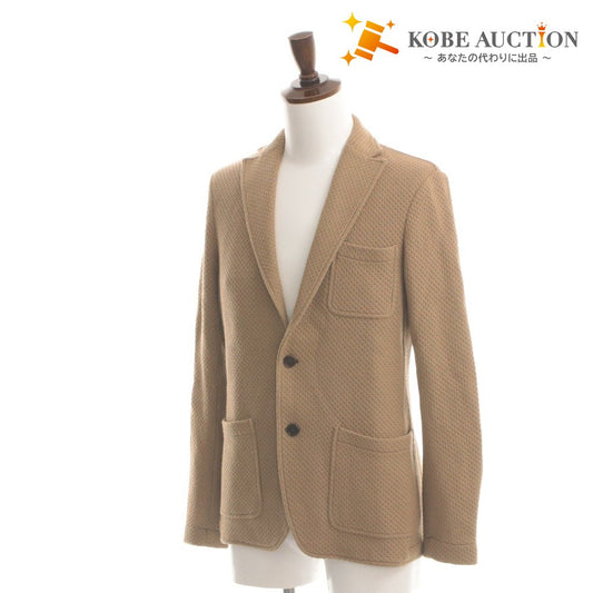 ■ Altea Unlined Knit Jacket Long Sleeve Outer Collar Single 2-Button Casual Made in Italy Men's S Light Brown