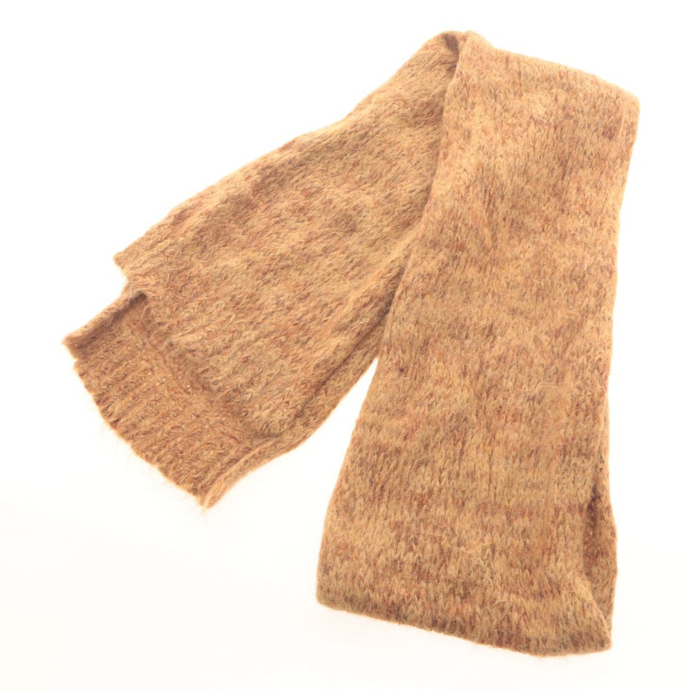 ■ DRIES VAN NOTEN Knit Muffler Stole Long Ribbed Alpaca Wool Mohair Men's Women's Brown