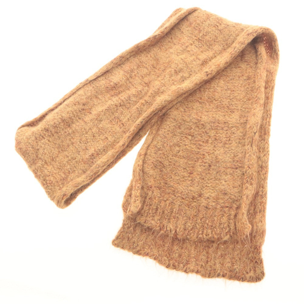 ■ DRIES VAN NOTEN Knit Muffler Stole Long Ribbed Alpaca Wool Mohair Men's Women's Brown